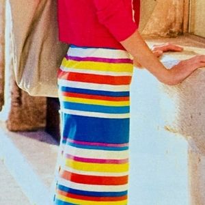 Boden Women Pencil Skirt Size US10R Striped Multicolor Side Zip Lined